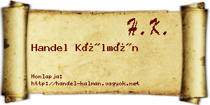 Handel Kálmán névjegykártya